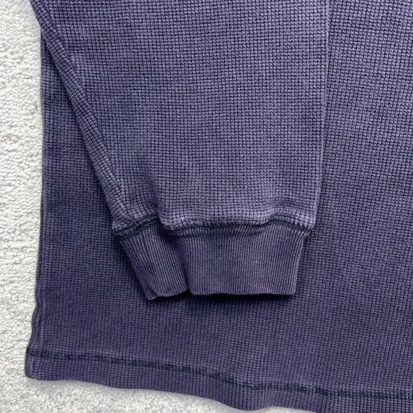 Lands End Thermal Shirt Mens XL Navy Purple Waffle Knit Long Sleeve Heavyweight - Picture 10 of 16